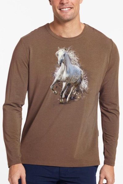 Horse2white férfi póló 100% pamut barna
