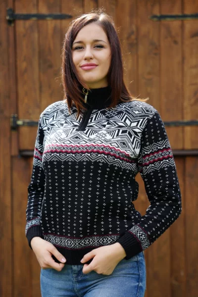Női pulóver Libora Z - kék-fekete gyapjú