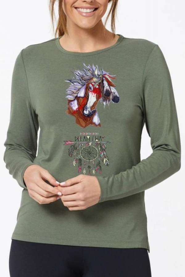 Dreamhorse dámské tričko 100% bavlna zelená