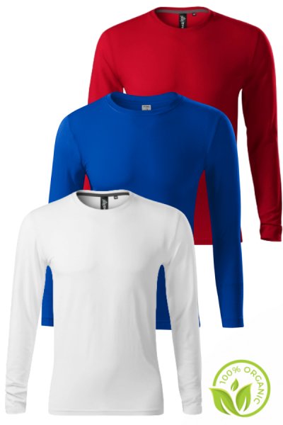 Tričko dlhý rukáv 100% bavlna, AKCIA 3ks za cenu 2ks, royal - biela - červená