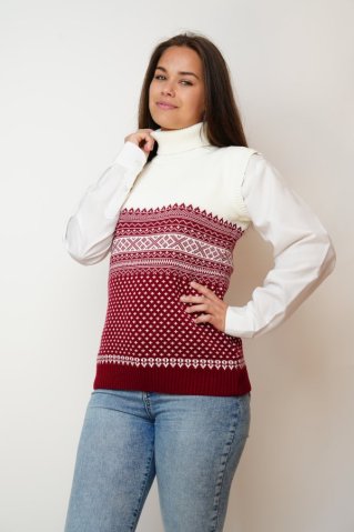 Ženski bordo pleteni norveški puli Aera-BBR