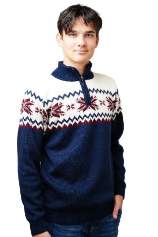 Men's Norwegian Wool Sweater Peter-Z Blue-Natural