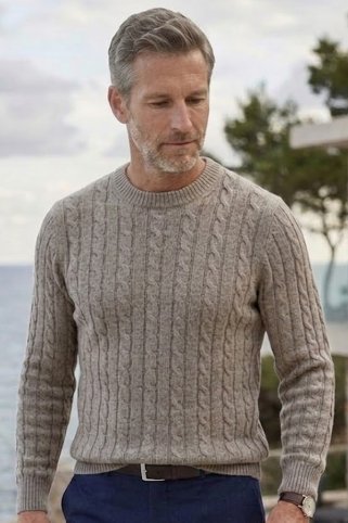 Muški pulover Crim s pletenim uzorkom – bež | Ewident