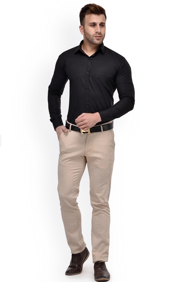 Elegantna moška srajca z dolgimi rokavi v črni barvi 44545