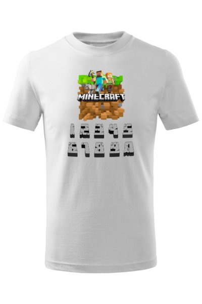 Minecraft gyerek fehér póló