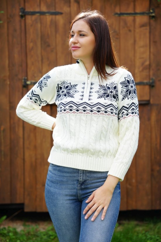 Dámsky biely nórsky sveter KIRKA-Z