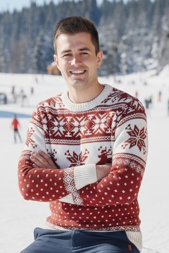 Muški bordo norveški pulover s motivom jelena Life