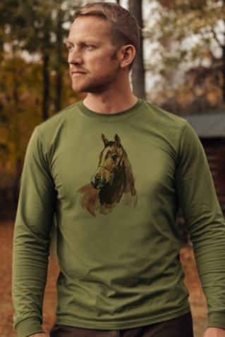 Horse3 férfi zöld póló ló motívummal