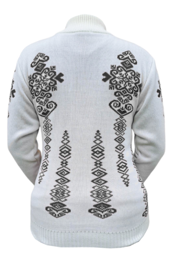 Ženski pulover z norveškim vzorcem Folka-AZ natur-črna