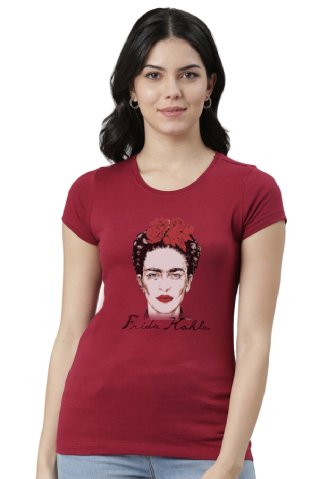 Tricou dama maneca scurta Frida maroon