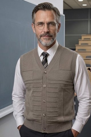 Pánská vesta Ewident na knoflíky – béžová