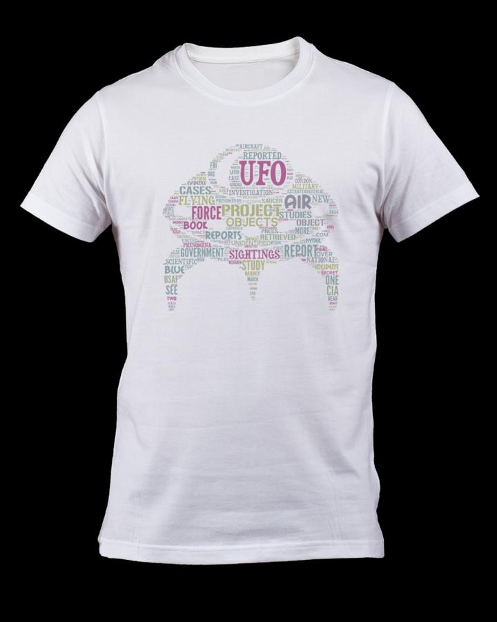 Férfi póló UFO mintával, fehér