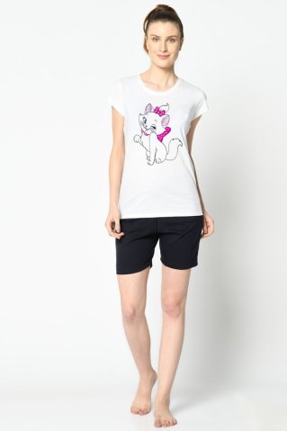 Női rövid pizsama Catpyz fehér
