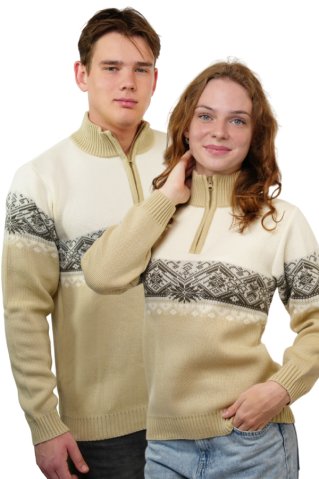 Damski sweter z norweskim wzorem – Iganca-Z beżowy