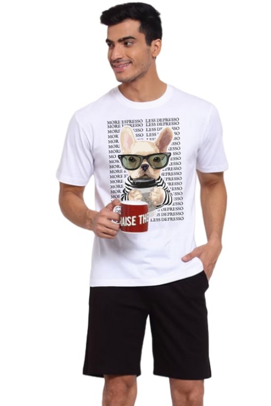 Muška pidžama Espressodog – crno-bijela