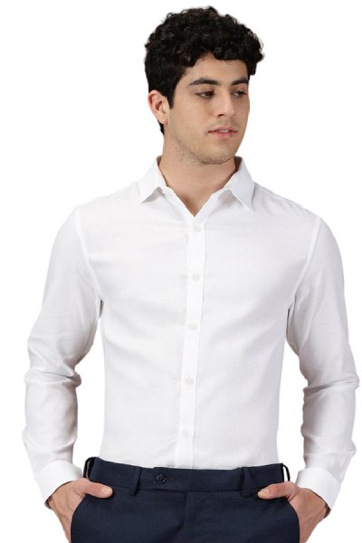 Moška bela srajca z dolgimi rokavi 44513