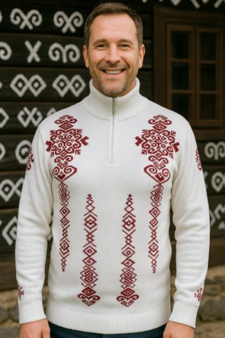 Pánsky prírodný nórsky sveter na zips Folk-Z