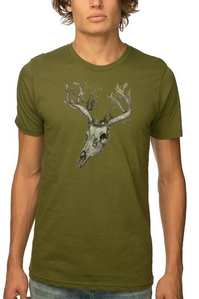 Tričko pro myslivce Deerskull zelená