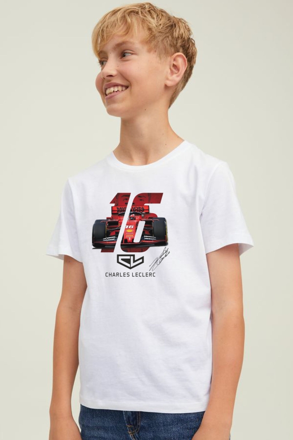 Leclerc F1 detské biele tričko