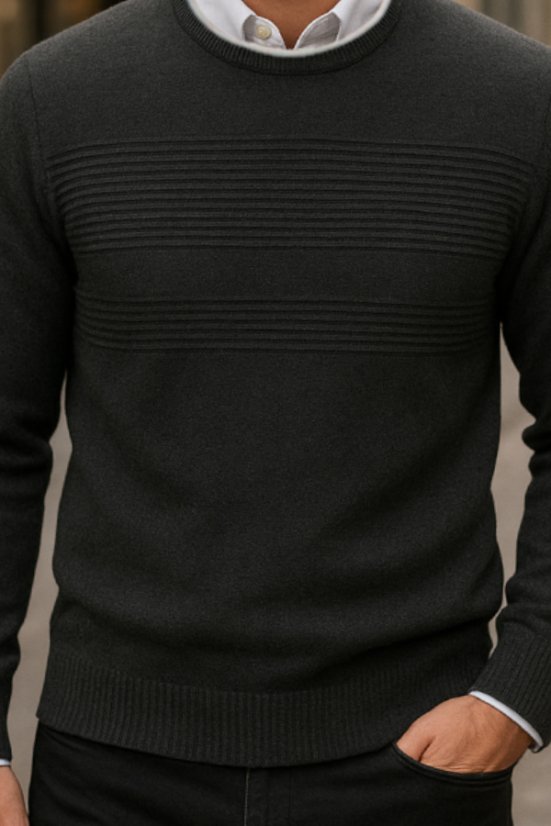 Jednobojni pamučni pulover grafit PAUL