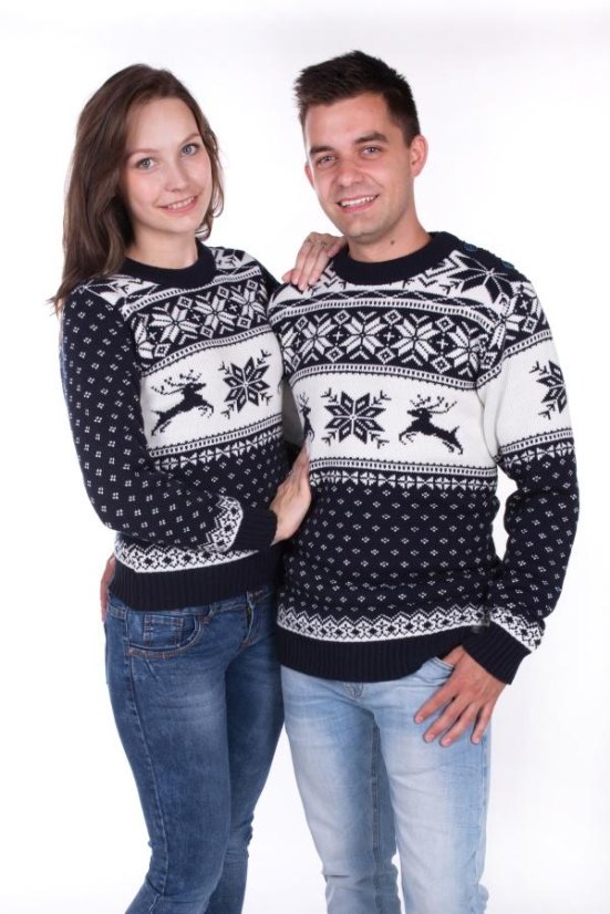 Muški norveški pulover s motivom jelena Life plavi