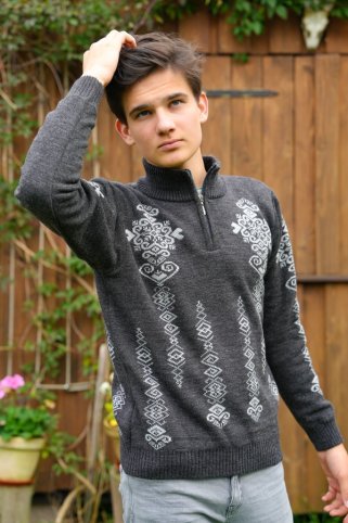 Pánsky tmavosivý nórsky sveter Folk-Z