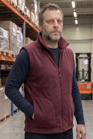Premium men's fleece vest by EWIDENT burgundy