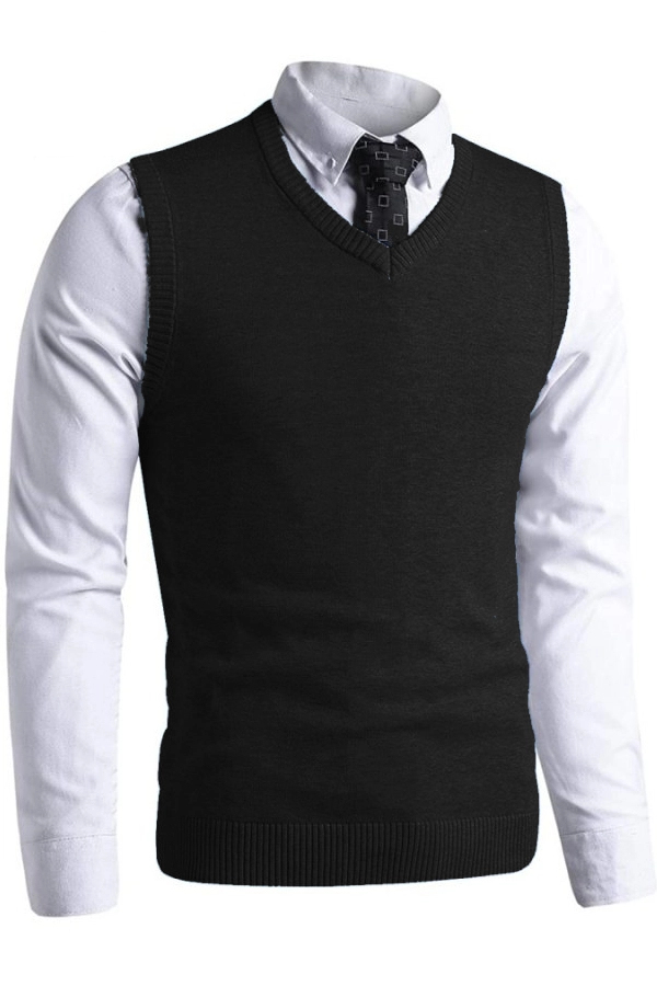 Pánska pletená vesta P2037BBbig čierna 3XL - 6XL