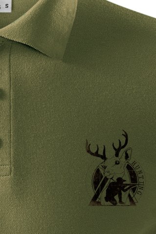 Detalj tiska na lovačkoj polo majici Ewident Huntingart.
