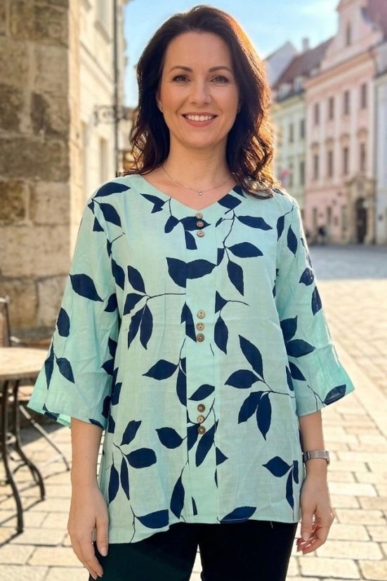 Ženska lahka poletna bluza mešanica bombaž - lan
