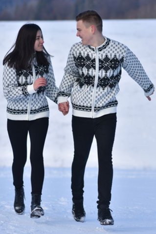 Pulover alb confortabil pentru bărbați cu model norvegian Ken-Az
