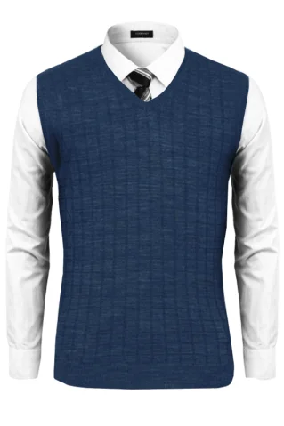 Muški pleteni prsluk Kocka BB plava