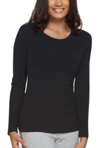 Damen-Unterhemd mit langen Ärmeln 22152X Schwarz