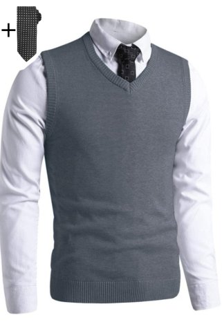 Pánska pletená vesta 44969 grafit