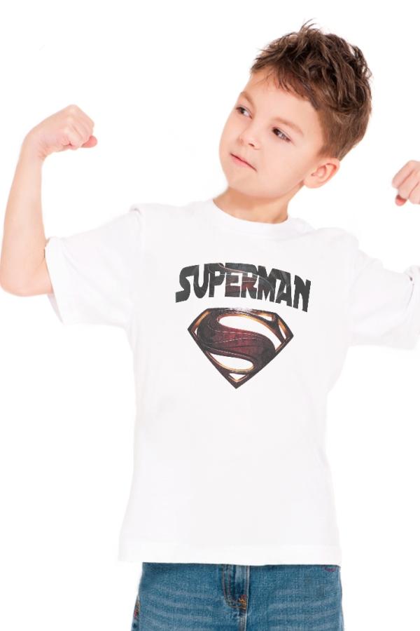 Tricou pentru copii Superman alb