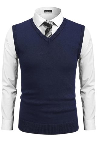 Pánska pletená vesta 00699 980 modrá