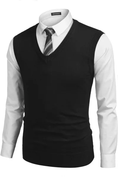 Pánska hladká pletená vesta 2ks čierna + bordo