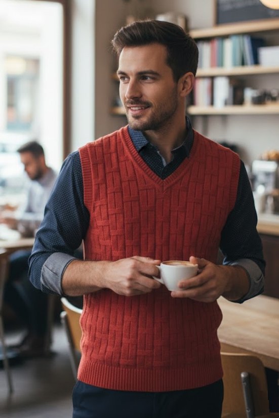 Pánska pletená vesta Otto BB tehla