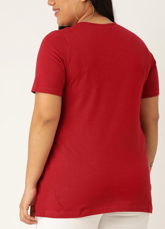 Dámské triko s výstřihem do &quot;V&quot; červená