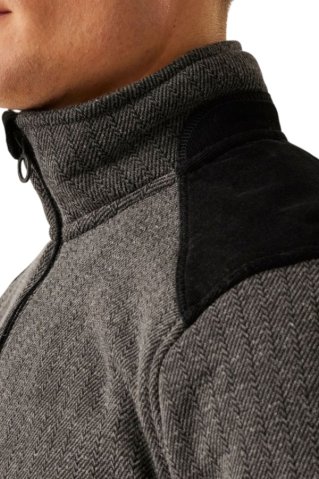 Men’s Country Fleece Half Zip Pullover, Jacquard Knit with Corduroy Panels