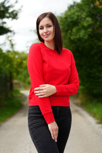 Női pulóver egy szín 44481 piros