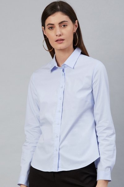 Dámska košeľa s dlhým rukávom 00300 modrá
