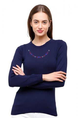 Damski Sweter z Haftem Kwiat