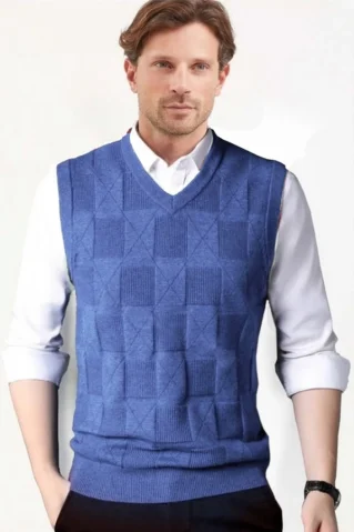 Vestă tricotată fără mâneci pentru bărbați Riko BB blau