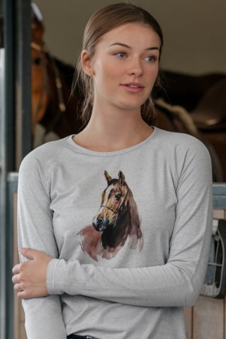 Dámske sivé jazdecké tričko – dlhý rukáv