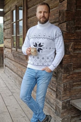 Pulover  tip guler înalt pentru bărbați cu motiv norvegian Gracio-R