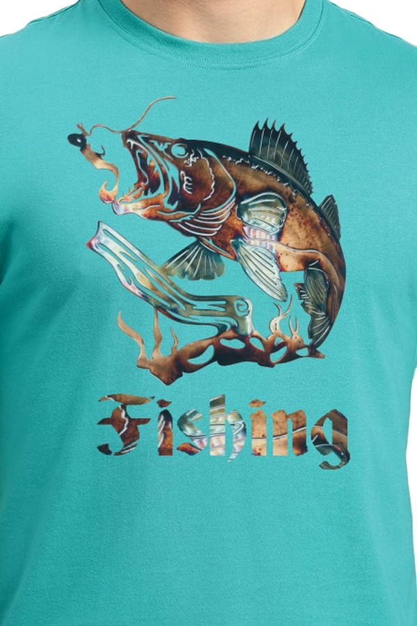 Tricou Fishingart 100% bumbac albastru