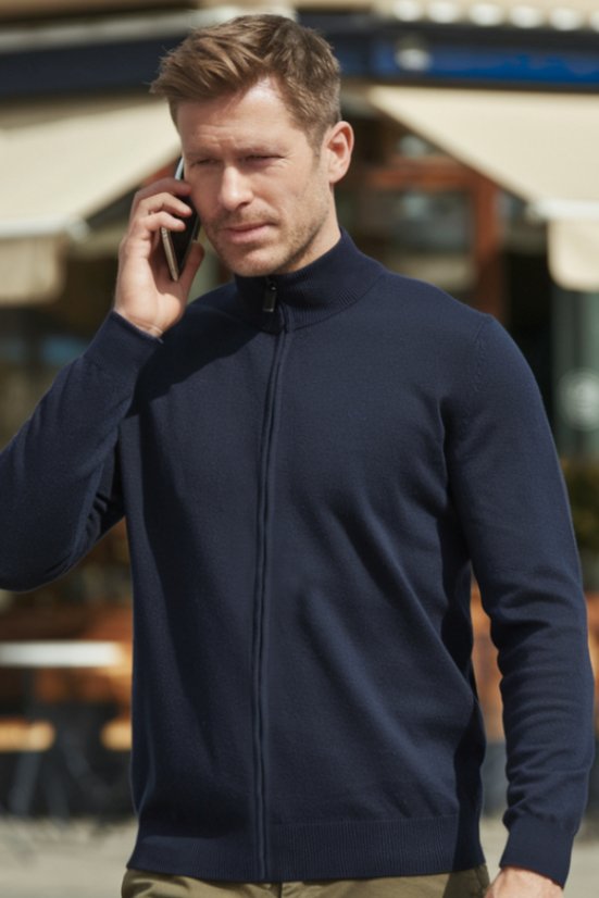 Muški pulover dugi zip navy