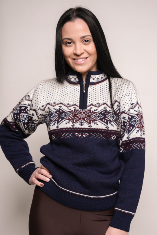 Igora-Z – dámský pletený norský svetr v modré barvě
