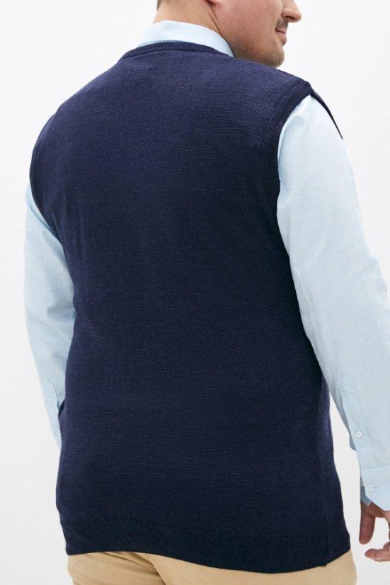 Elegantná modrá hladká vesta P2037BB – 3XL, 4XL, 5XL, 6XL